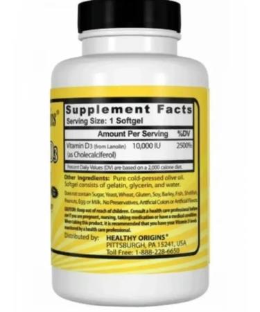 Healthy Origins Vitamin D3 D3 120 capsules - Buy Online on GoSupps.com
