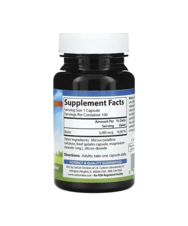 Carlson Labs Biotin Biotin 5000 g 100 capsules - Buy Online on GoSupps.com