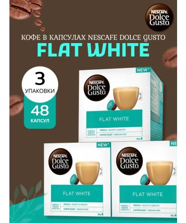 Nescafe Dolce Gusto Neskafa coffee in Dolce capsules densely Flat White 3Up