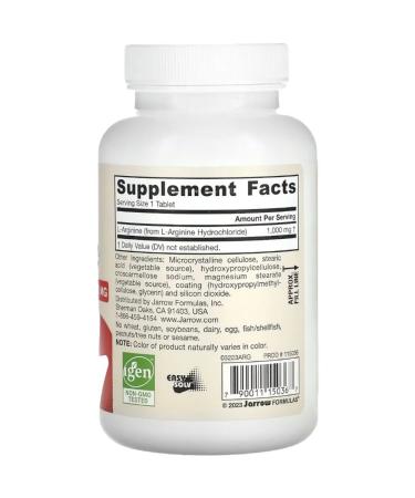 Jarrow Fomulas Jarrow Formulas Arginine 1000 mg 100 tablets - Buy Online on GoSupps.com