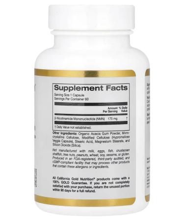 California Gold Nutrition NMN nicotinamide mononucleotide 175 mg 60 capsules - Buy Online on GoSupps.com