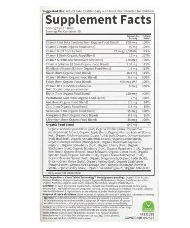 Garden of Life Organics multivitamin complex for women 30 capsules - Buy Online on GoSupps.com