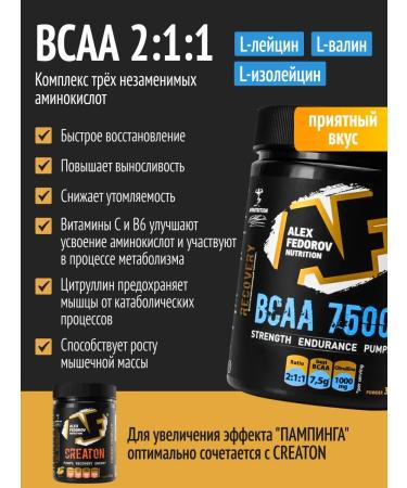 Alex Fedorov Nutrition BCAA 2-1-1 amino acids BCA powder - Buy Online on GoSupps.com