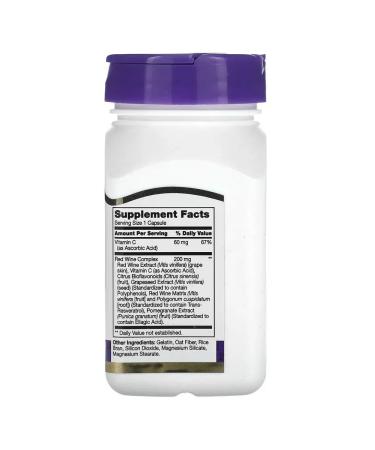 21st Century Resveratrol red grape fruit extract 90 capsules - Buy Online on GoSupps.com