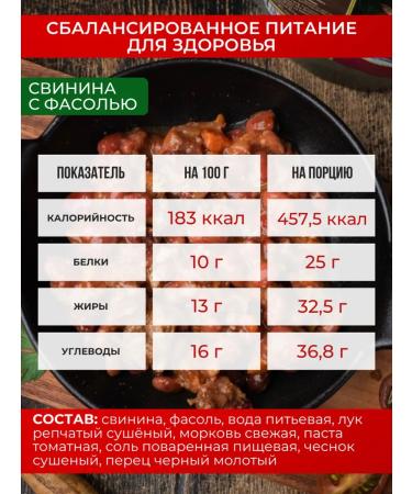 Kronidov Pork with beans ready food 1250g (5 pack.) - Buy Online on GoSupps.com