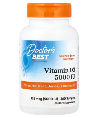 Doctor's Best Vitamin D3 5000 IU 360 Capsules - Buy Online on GoSupps.com
