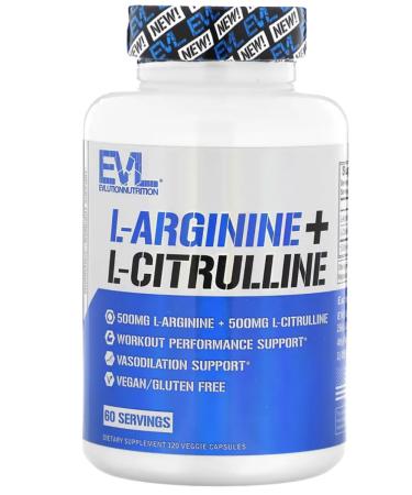 EVLution Nutrition L-Arginine and L-Citrullin 500 mg 120 vegan capsules - Buy Online on GoSupps.com