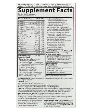 Garden of Life RAW PROBIOTICS Probiotic for women 85 billion 90 capsules - Buy Online on GoSupps.com