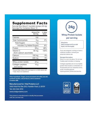 Vital Proteins Collagen Chocolate 647 g - Buy Online on GoSupps.com