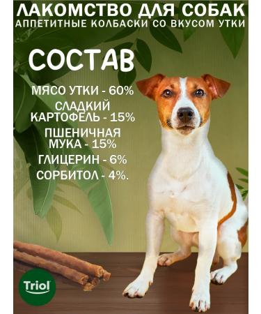 Triol Goodies sausages for dogs from duck 40 g x 3 pcs - Buy Online on GoSupps.com