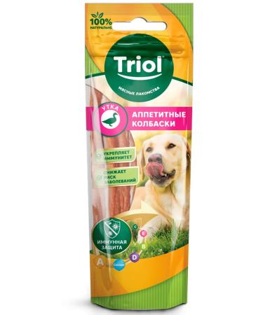 Triol Goodies sausages for dogs from duck 40 g x 3 pcs - Buy Online on GoSupps.com
