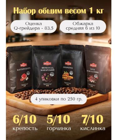 MEOLLO Coffee in grains flavored arabica 100% 4 pcs - Buy Online on GoSupps.com