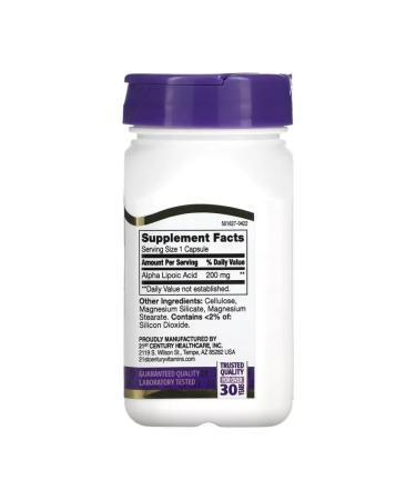 21st Century Alpha Lipoic Acid 200 Mg alpha-lipoic acid 60 capsules - Buy Online on GoSupps.com