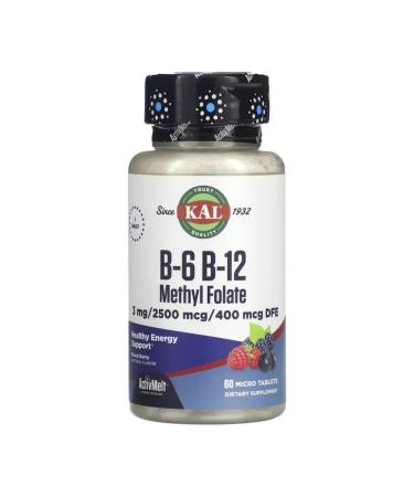 KAL Vitamins B-6 B-12 Methyl Flate DFE 60 tablets