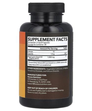 Havasu Nutrition Black caraway oil 500 mg 90 capsules - Buy Online on GoSupps.com