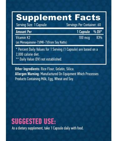 Haya Labs Vitamin K2-MK7 100 mcg 60 capsules - Buy Online on GoSupps.com