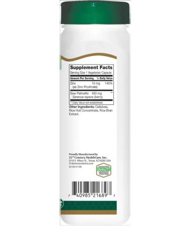 21st Century Saw Palmetto 450 Mg 200 Vegetarian Capsules - Buy Online on GoSupps.com