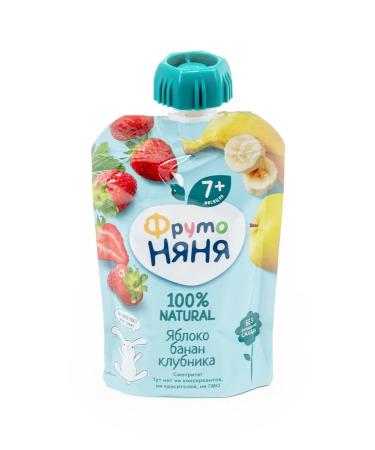 Frutonyanya Puree apple banana strawberries 90g (set of 12 pcs) - Buy Online on GoSupps.com