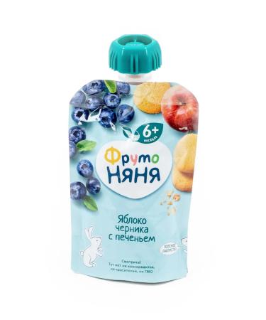 Frutonyanya Puree apple of blueberries with cookies 90g (set of 8 pcs) - Buy Online on GoSupps.com