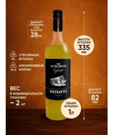 Agrobar Mohito syrup for cocktail cocktails 1 liter - Buy Online on GoSupps.com