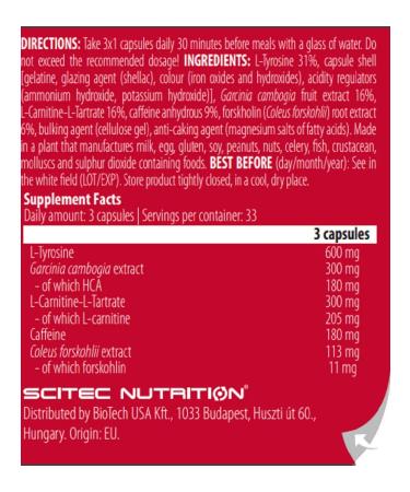 Scitec Nutrition The fat burner Thermo x 100 capsules for weight loss - Buy Online on GoSupps.com