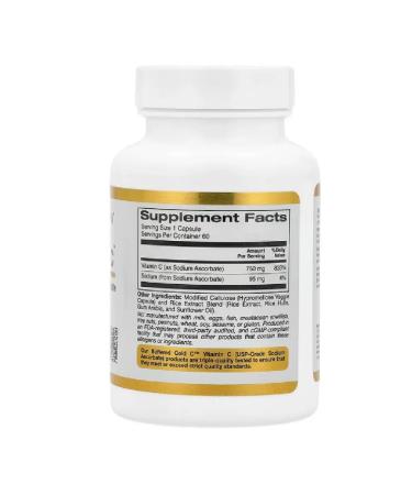 California Gold Nutrition Vitamin C 750 Mg Askorbat Sodium 60 VCAPS - Buy Online on GoSupps.com