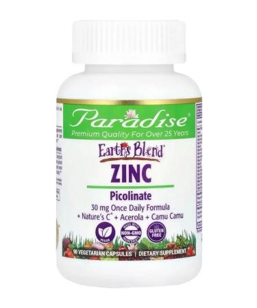 Paradise Herbs Earth's Blend zinc picoline 90 vegetarian capsules