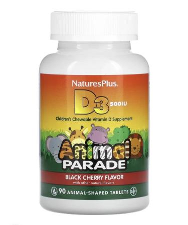 Nature's Plus Animal Parade Vitamin D3 for children 500 IU Cherry 90 tablets - Buy Online on GoSupps.com