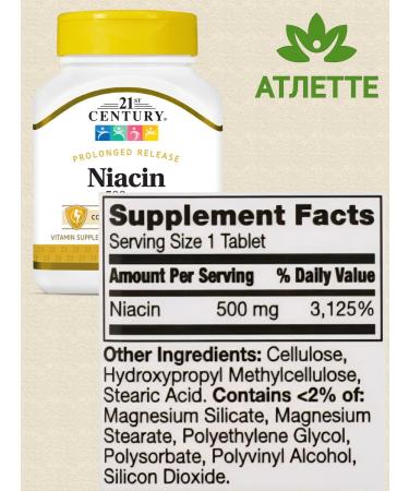 21st Century Niacin from the USA NiaCIN 500 Mg. 100 tab vitamin B3 - Buy Online on GoSupps.com