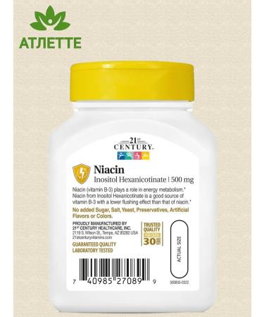 21st Century Niacin from the USA NiaCIN 500 Mg. 100 tab vitamin B3 - Buy Online on GoSupps.com