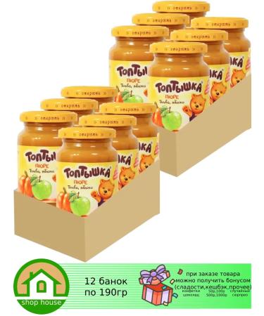 Toptyshka Children's puree apple+peach with sugar