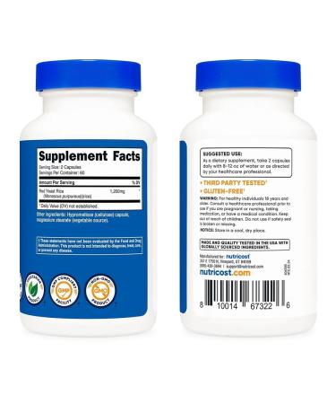 Carlson Nutricost Red Yeast Rice 1200MG 120 Capsules - Buy Online on GoSupps.com