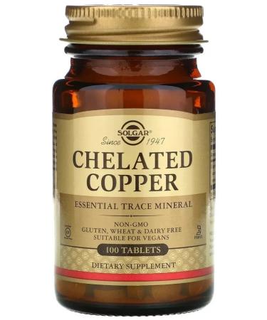 SOLGAR Chelated Copper (copper Helat) 100 tablets (400 mg)
