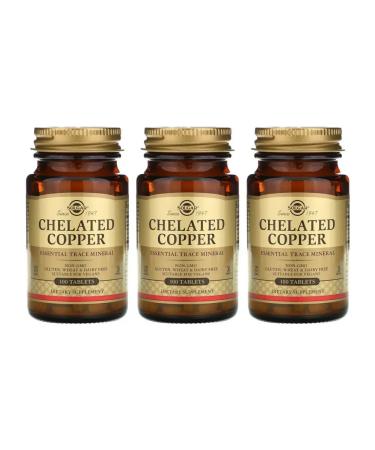 SOLGAR Chelated Copper (copper Helat) 100 tablets (400 mg) x 3 units