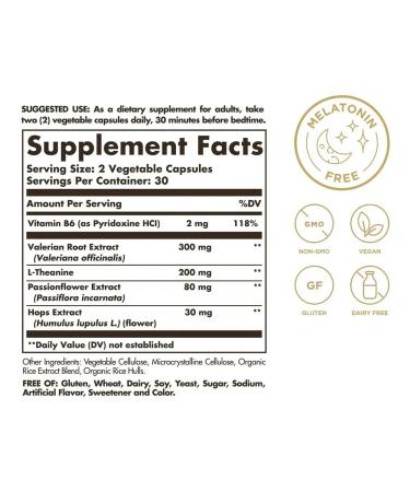 SOLGAR Sleep and night stress control 30 caps (534 mg) x 3 l - Buy Online on GoSupps.com