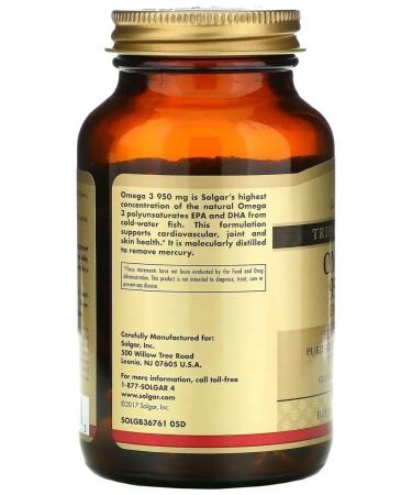 SOLGAR Omega-3 950 Mg ERA & DHA 100 capsules (1950 mg) - Buy Online on GoSupps.com