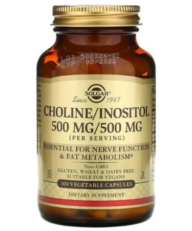 SOLGAR Choline Inositol 500 Mg 500 Mg 100 capsules (1040 mg)