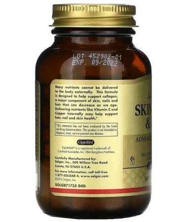 SOLGAR Skin Nails & Hair 60 tablets (1397 mg) x 3 units - Buy Online on GoSupps.com