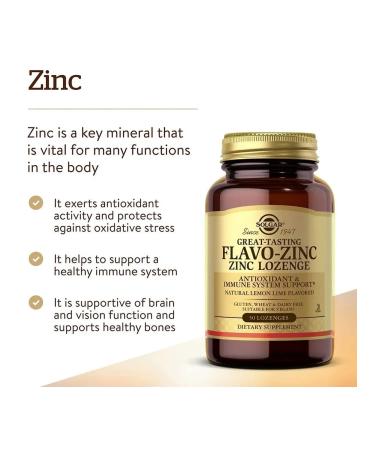 SOLGAR Flavo-Zinc lozenges (flavo-zink) 50 loafers (1300 mg) - Buy Online on GoSupps.com