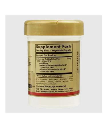SOLGAR Advanced Acidophilus Plus 60 capsules (738 mg) - Buy Online on GoSupps.com