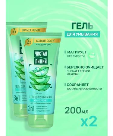 Clean line Washing gel with hyaluron and aloe juice 200 ml 2 pcs