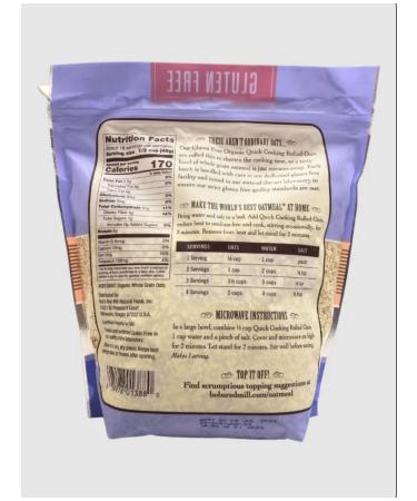 Bob's Red Mill Oatmeal cereblines of solid -grain of quick preparation - Buy Online on GoSupps.com