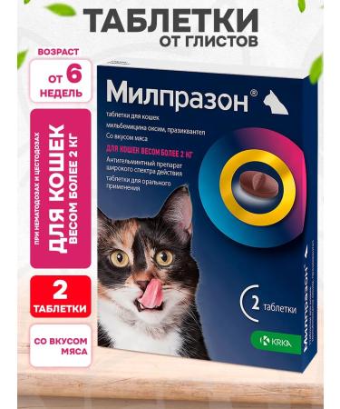 KRKA Milprazon tablets from worms for cats weighing 2 kg 2 table
