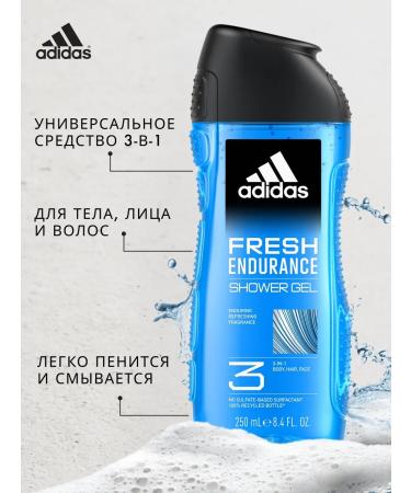 adidas Men's shower gel Fresh Enduraance 3B1 250 ml - Buy Online on GoSupps.com