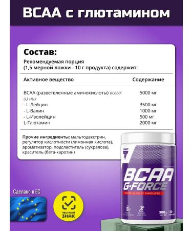 Trec Nutrition BCAA G-FORCE with glutamine 300g - Buy Online on GoSupps.com