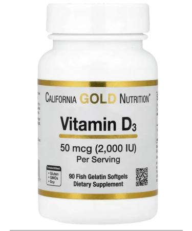 California Gold Nutrition California Gold Vitamin D3 2000 IU 90 fish yellow. capsules - Buy Online on GoSupps.com