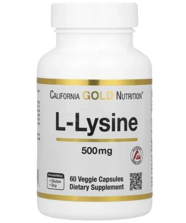 California Gold Nutrition California Gold L-Lysine L-Lisin 500 mg 60 plants. capsules - Buy Online on GoSupps.com