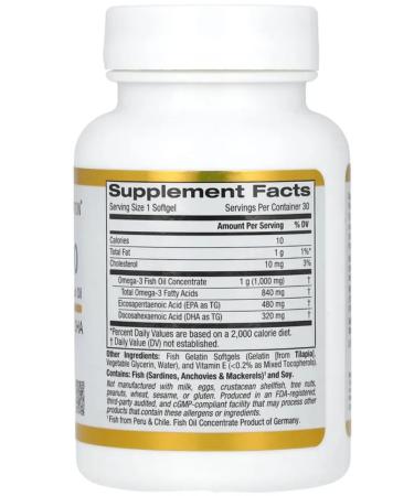 California Gold Nutrition California Gold Fish Fat with Omega-3 triglycerides 30 kapaps - Buy Online on GoSupps.com