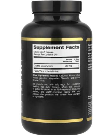 California Gold Nutrition California Gold Monohydrate Creatine 240 plant caps - Buy Online on GoSupps.com