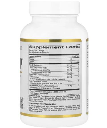 California Gold Nutrition California Gold Kurkumin with omega 3 90 fish capsules. yellow - Buy Online on GoSupps.com